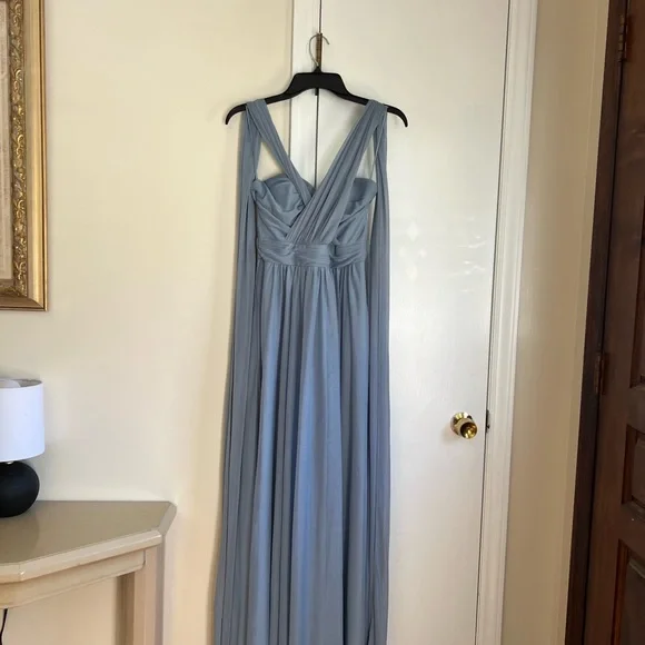 slate blue bridesmaid dresses david's bridal Cowl Neck Spaghetti Strap Champagne Bridesmaid Dress BD123 US2 / Champagne